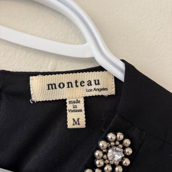 Ladies Monteau Medium black sleeveless blouse rhinestone details whimsigoth glam - Picture 4 of 8